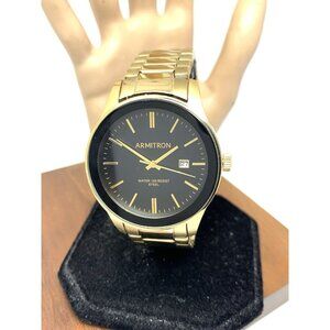 Armitron Men's Watch 20/5374GP Black Dial Quartz Gold Tone Stainless Steel 40mm